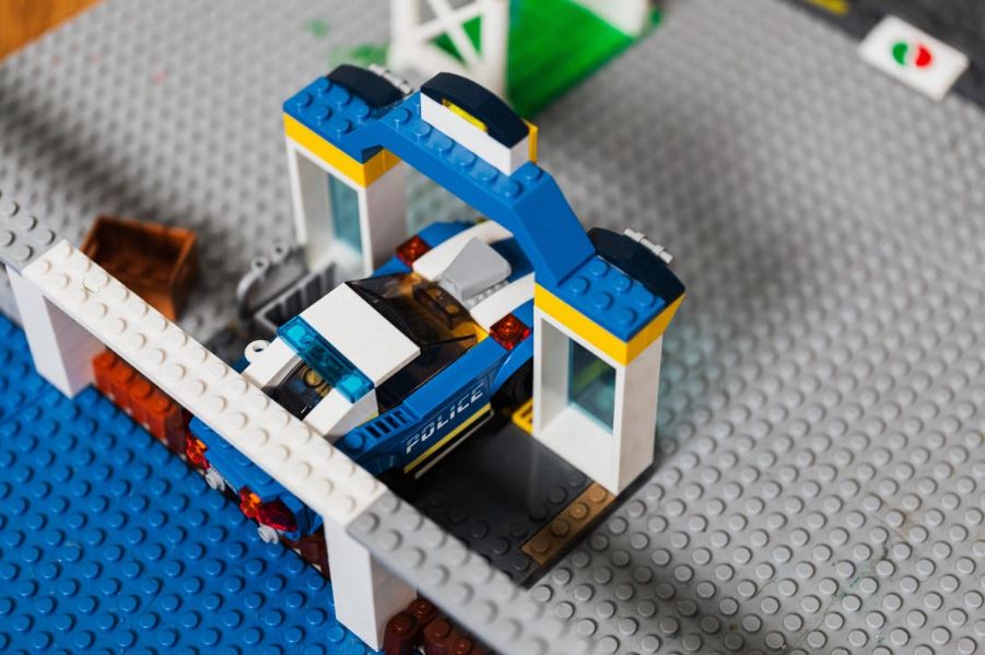 close-up of lego toys