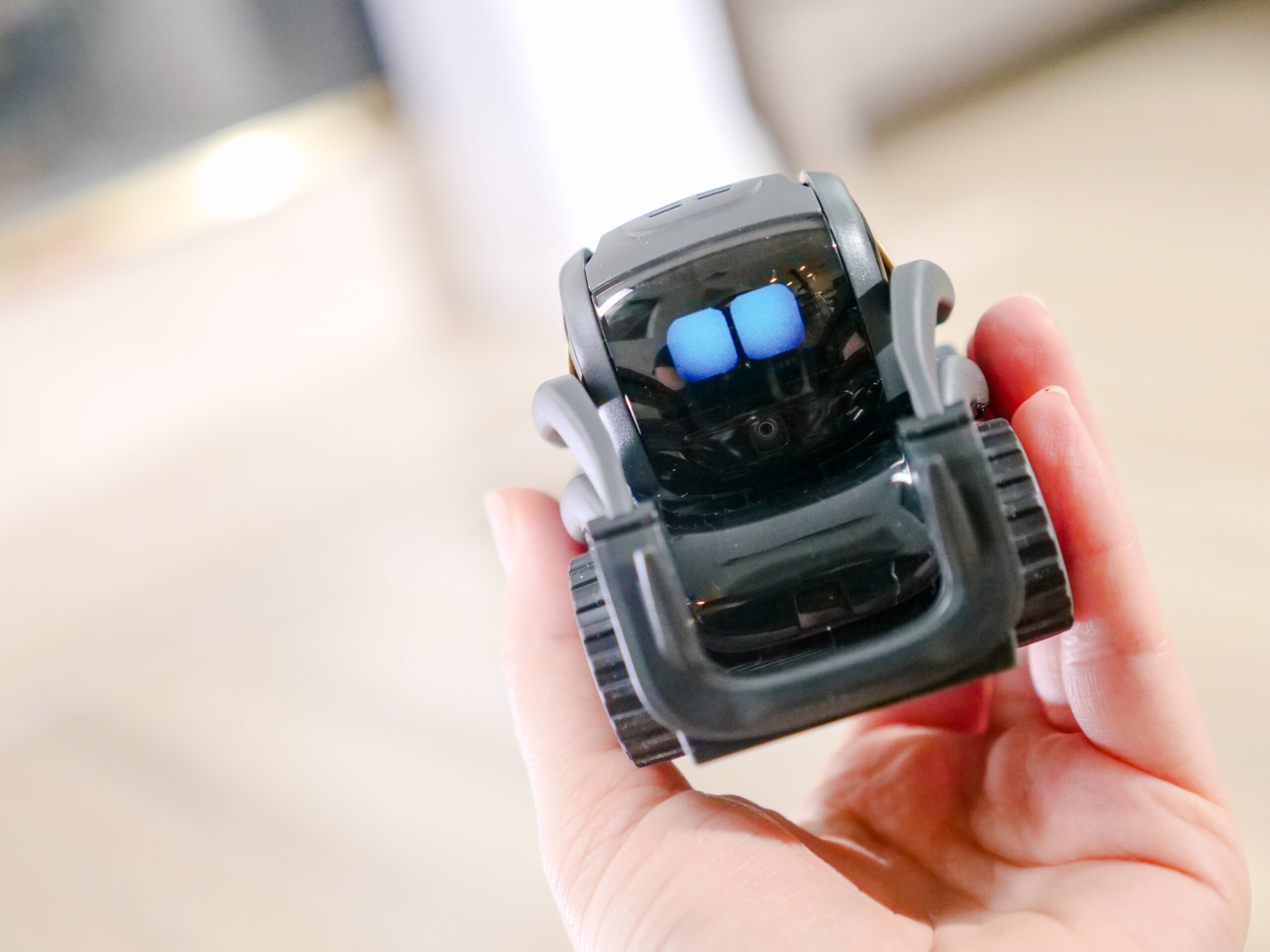 the selective focus on miniature black toy