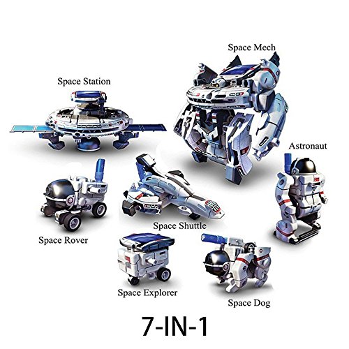 “LUCKSTAR® 7 in 1 Space Fleet Set, DIY Solar Robot Kit Rechargeable Space Fleet Toy Set Science Educational Toy Best Gift for Children and Kids by Luckstar”