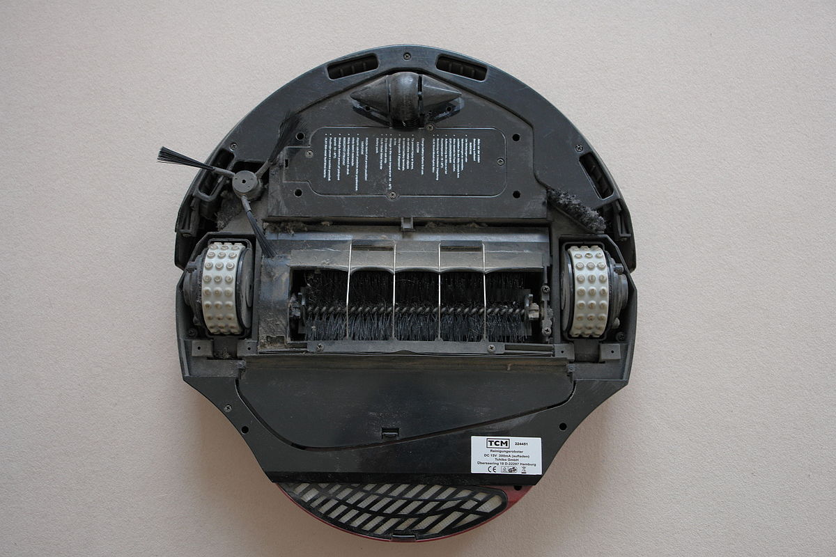A cleaning robot as seen from below
